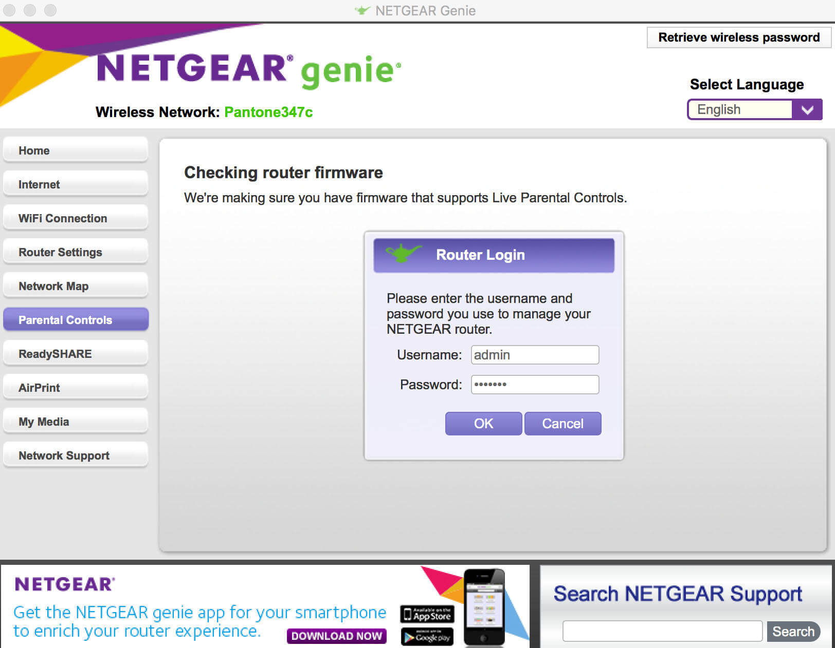 netgear router login default password